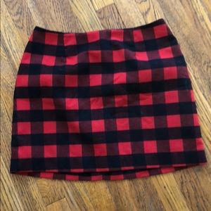 Red & black plaid mini skirt